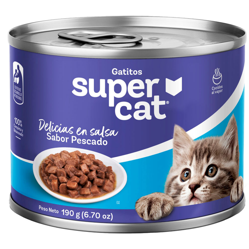Alimento Húmedo para Gato SUPERCAT Gatito Sabor Pescado Lata 190g Alimento Húmedo para Gato SUPERCAT Gatito Sabor Pescado Lata 190g