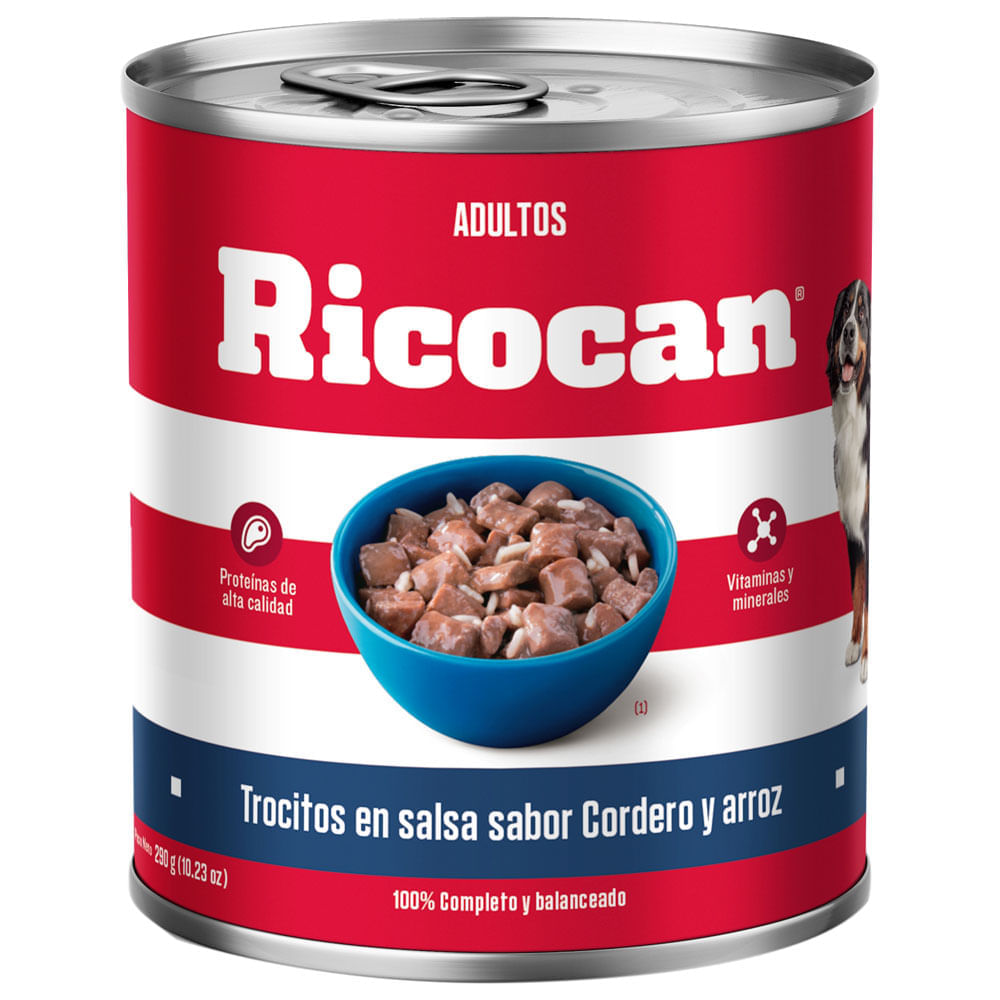 Alimento Húmedo para Perro RICOCAN Adulto Sabor Cordero y Arroz Lata 290g Alimento Húmedo para Perro RICOCAN Adulto Sabor Cordero y Arroz Lata 290g