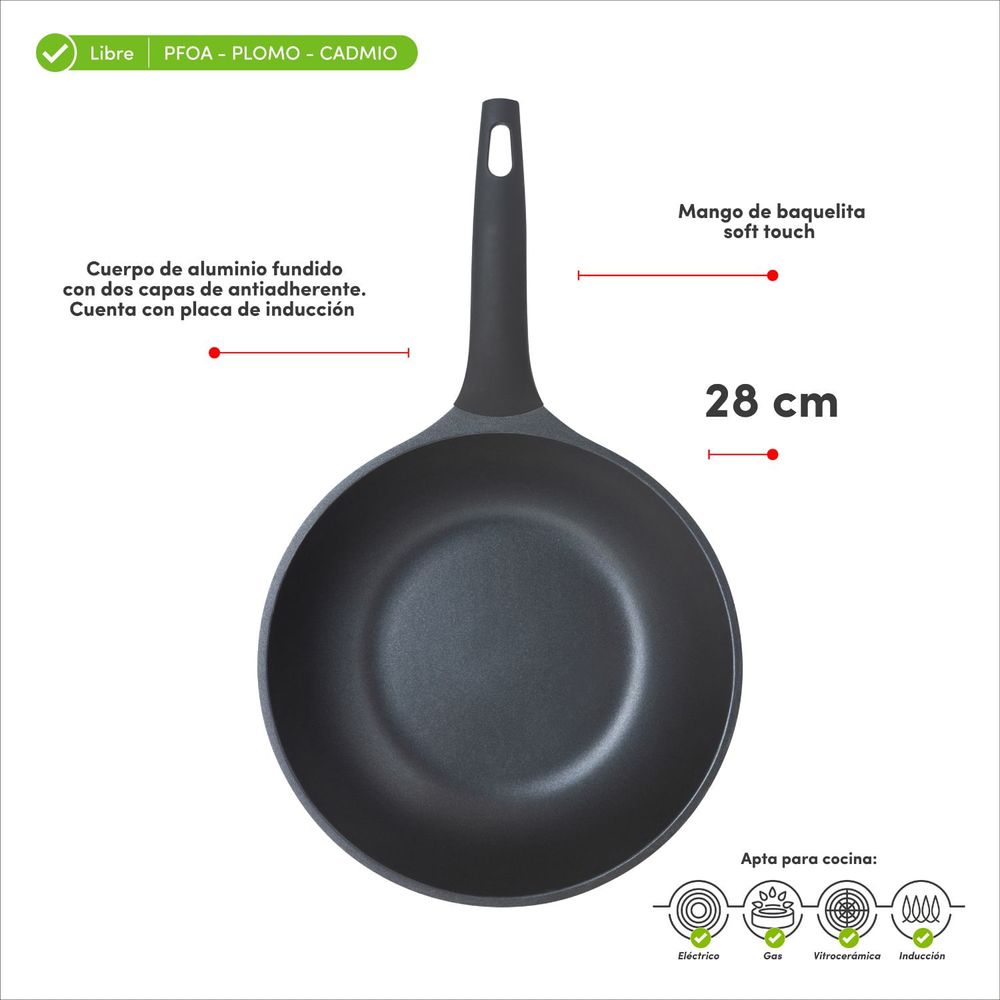 Wok ILKO 28cm Majestic Negro Wok ILKO 28cm Majestic Negro