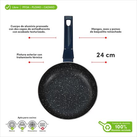 Sartén ILKO 24cm Granito Navy Azul