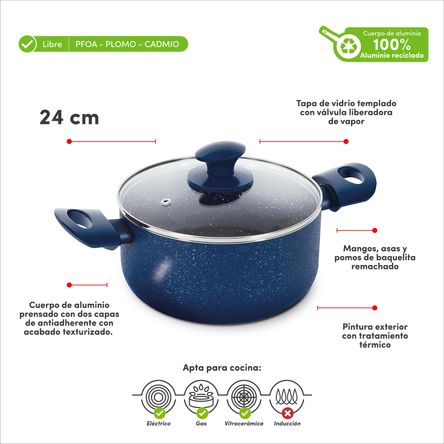 Olla ILKO 24cm Granito Navy Azul Olla ILKO 24cm Granito Navy Azul