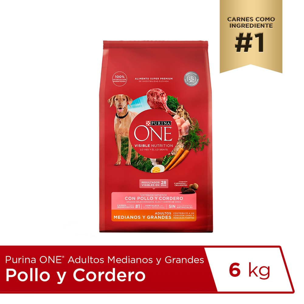 Alimento para Perro ONE Adulto Medianos y Grandes Sabor Pollo y Cordero Bolsa 6Kg Alimento para Perro ONE Adulto Medianos y Grandes Sabor Pollo y Cordero Bolsa 6Kg