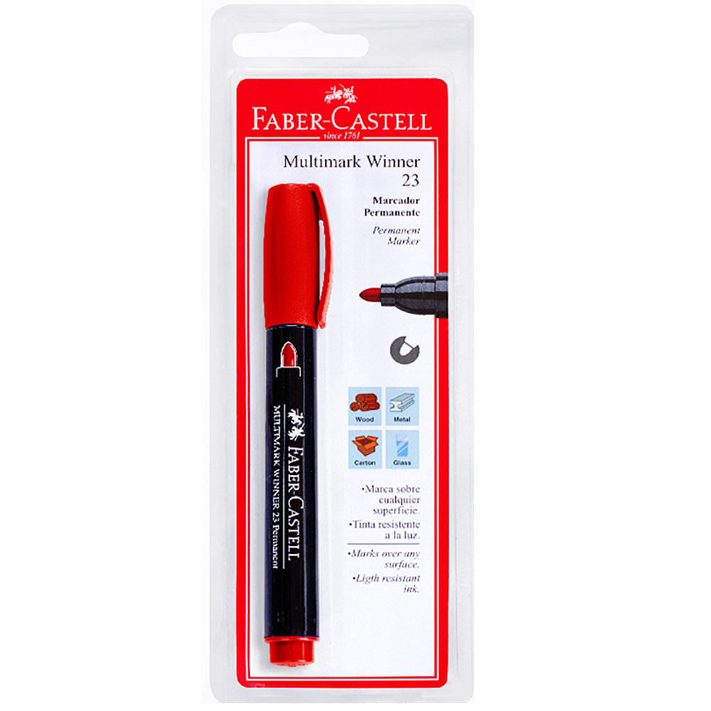 Plumón Indelible FABER CASTELL Winner 23 Rojo Blíster 1un Plumón Indelible FABER CASTELL Winner 23 Rojo Blíster 1un