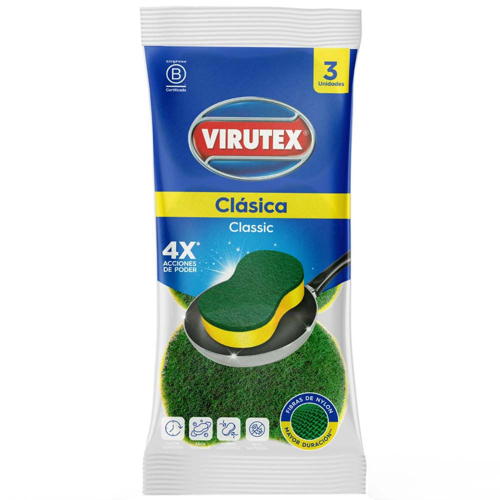 Fibra Esponja Clásica VIRUTEX x3 Unidades Fibra Esponja Clásica VIRUTEX x3 Unidades