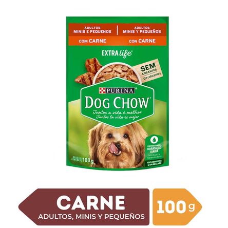 Alimento Húmedo para Perro DOG CHOW Adulto Minis y Pequeños Sabor Carne Pouch 100g