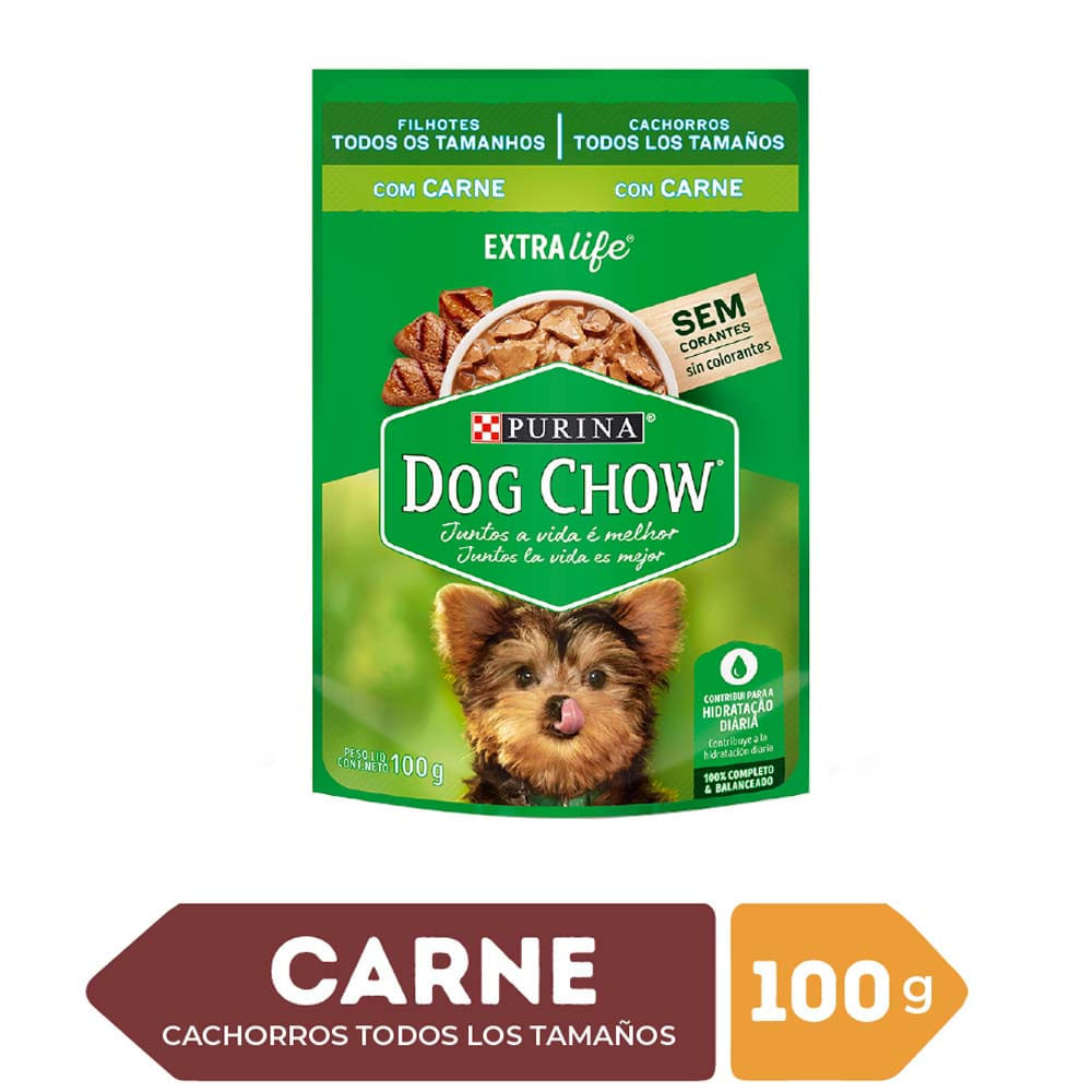 Alimento Húmedo para Perro DOG CHOW Cachorro Todos los tamaños Sabor Carne Pouch 100g Alimento Húmedo para Perro DOG CHOW Cachorro Todos los tamaños Sabor Carne Pouch 100g