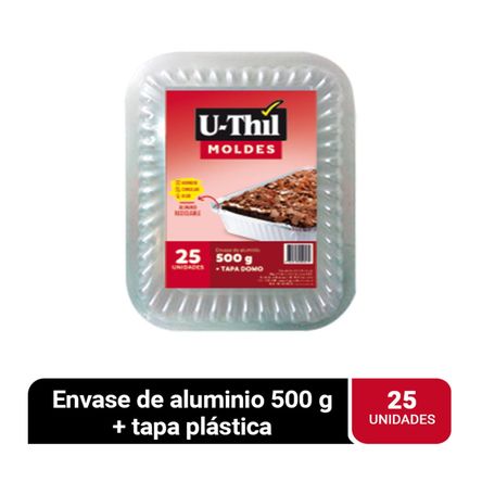 Envase de Aluminio con Tapa Domo U-THIL 430ml Paquete 25un 99x99x99mm Envase de Aluminio con Tapa Domo U-THIL 430ml Paquete 25un 99x99x99mm