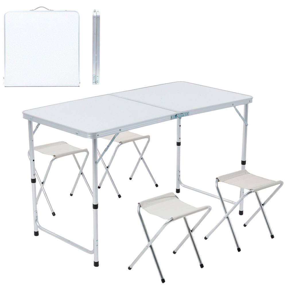 Mesa Plegable VIVA HOME Blanca C/Bancos