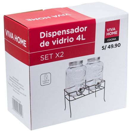 Set de Dispensadores VIVA HOME 4L Vidrio 2un Set de Dispensadores VIVA HOME 4L Vidrio 2un