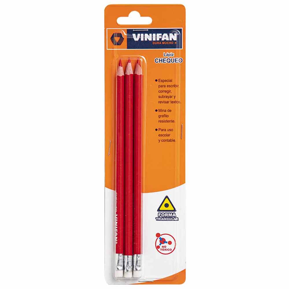 Lápices VINIFAN Chequeo Rojo Blíster 3un Lápices VINIFAN Chequeo Rojo Blíster 3un