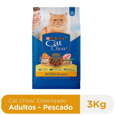 Alimento para Gato CAT CHOW Esterilizado Adulto Sabor Pescado Bolsa 3kg Alimento para Gato CAT CHOW Esterilizado Adulto Sabor Pescado Bolsa 3kg