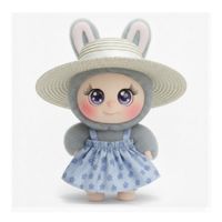 Ropa para Muñeco Labubu con Vestido Azul y Sombrero - Estilo Campestre