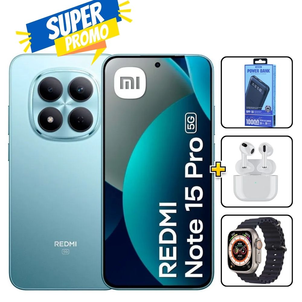 Xiaomi Redmi Note 15 Pro 5G 512Gb Azul + Cargador 10000mAh + Audifonos + Smartwatch REGISTRADO