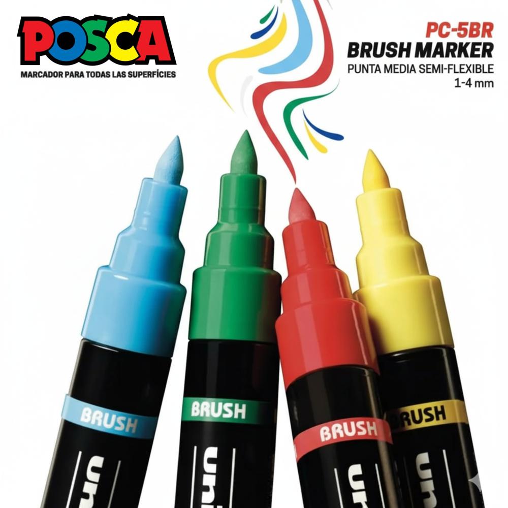 POSCA Pack PC-5BR 8C Básico x 8 Marcadores Punta Brush | Promart.pe ...
