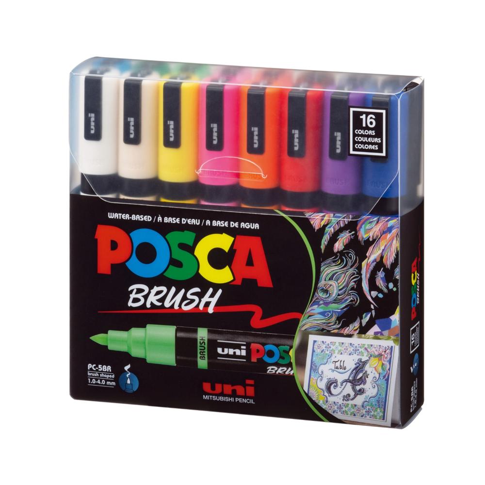 POSCA Pack PC-5BR 16C Básico x 16 Marcadores Punta Brush