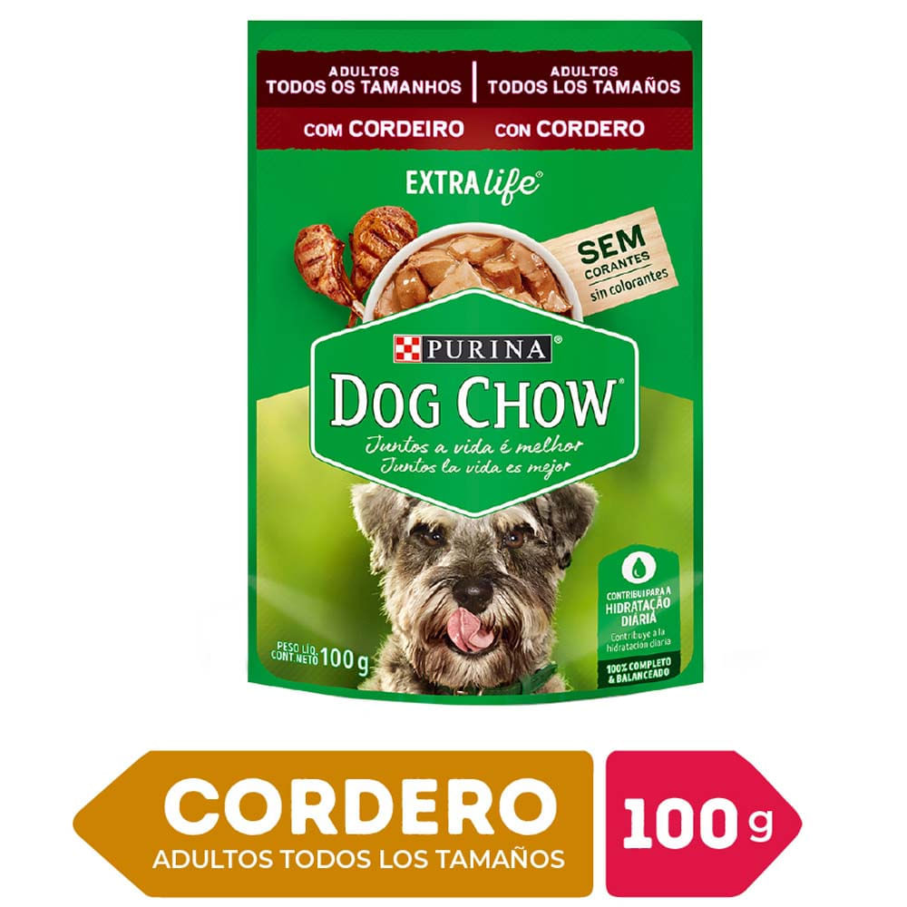 Alimento Húmedo para Perro DOG CHOW Adulto Todos los tamaños Sabor Cordero Pouch 100g Alimento Húmedo para Perro DOG CHOW Adulto Todos los tamaños Sabor Cordero Pouch 100g