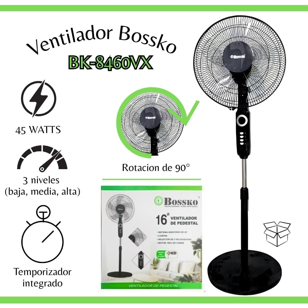 Ventilador Bossko Pedestal 16 3 velocidades - BK8460VX