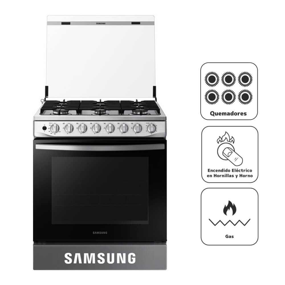 Cocina a Gas Samsung 6 hornillas con Plancha NX52T5311PSPE