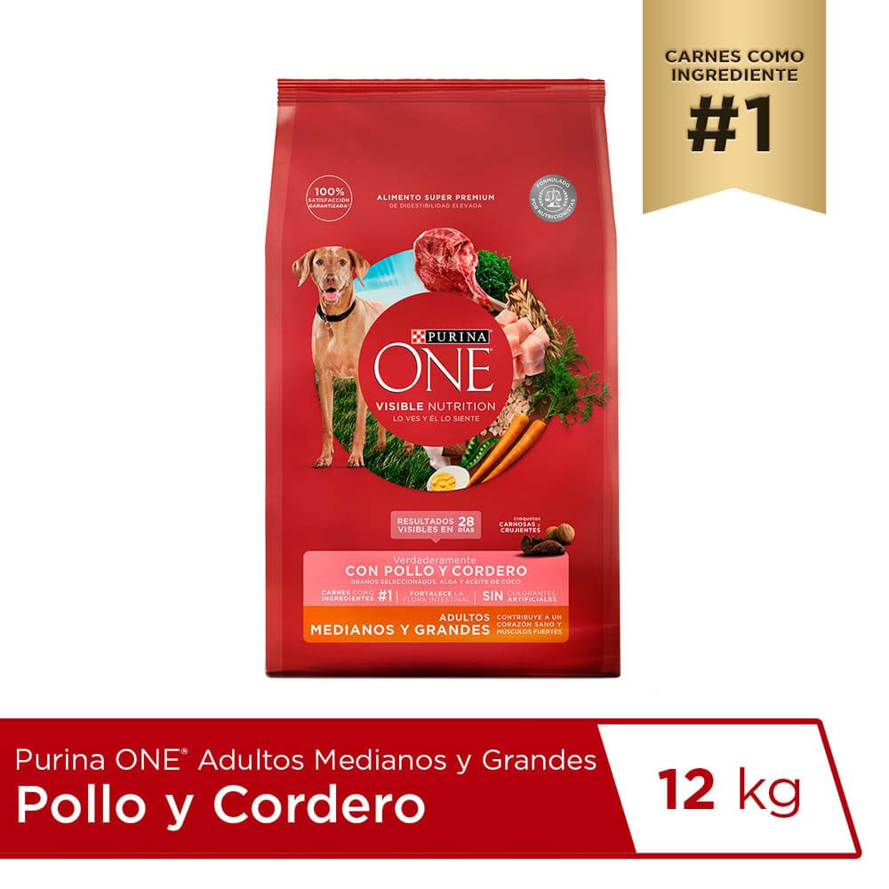 Alimento para Perro ONE Adulto Medianos y Grandes Sabor Pollo y Cordero Bolsa 12Kg Alimento para Perro ONE Adulto Medianos y Grandes Sabor Pollo y Cordero Bolsa 12Kg