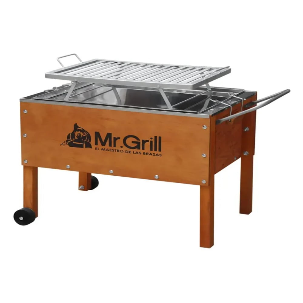 Caja China Mediana Premium Nogal Inoxidable con Parrillas de Platinas