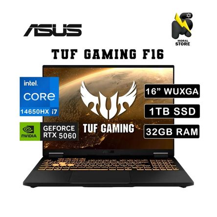 LAPTOP ASUS TUF GAMING F16- FX608JMR INTEL CORE I7 14650HX 1TB SSD 32 GB RAM NVIDIA RTX 5060 8GB LAPTOP ASUS TUF GAMING F16- FX608JMR INTEL CORE I7 14650HX 1TB SSD 32 GB RAM NVIDIA RTX 5060 8GB