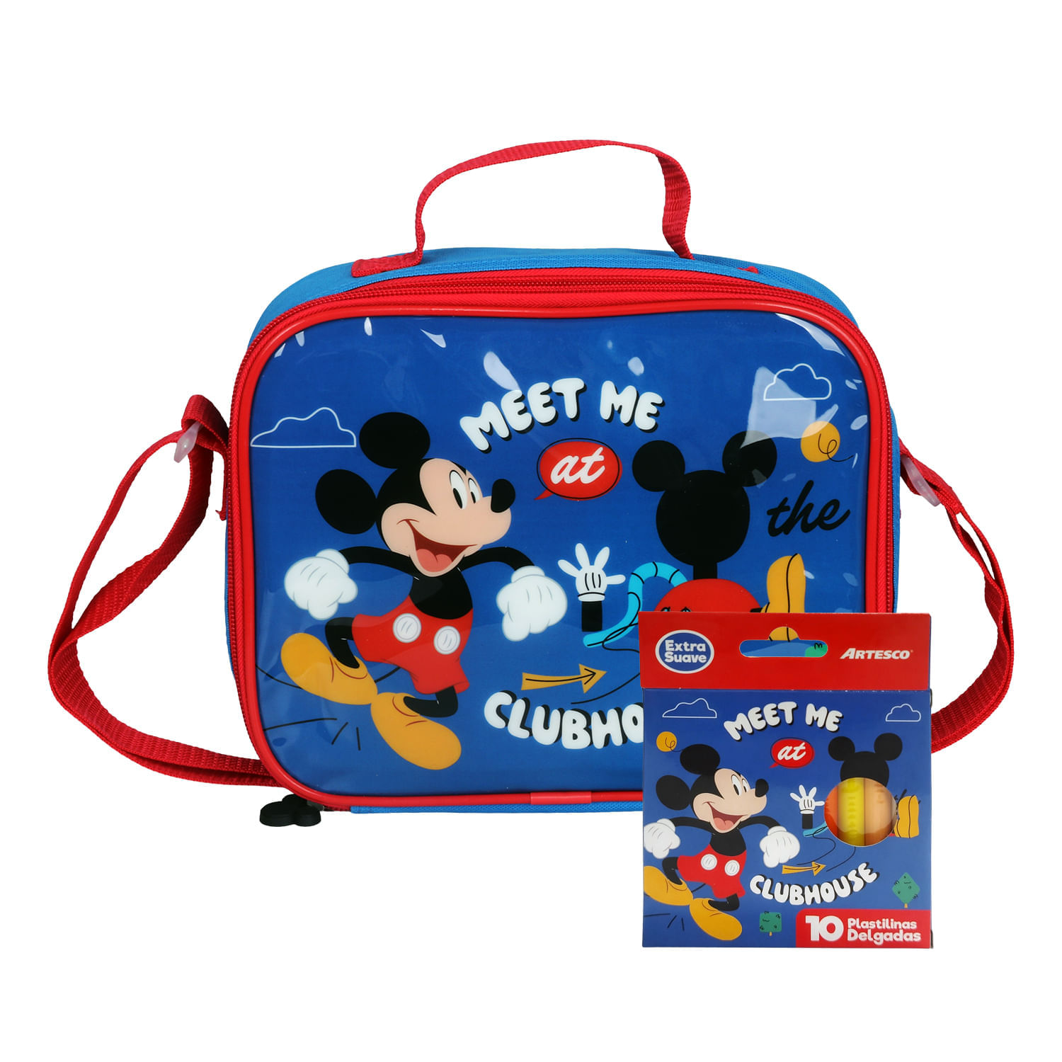 Lonchera Mickey Mouse Kids + Plastilina Delgada X10