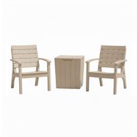 Juego de Sala de Terraza Marrón: 2 Sillones + Mesa Auxiliar