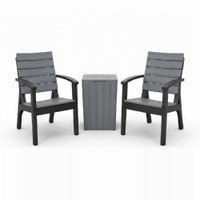 Juego de Sala de Terraza Gris: 2 Sillones + Mesa Auxiliar