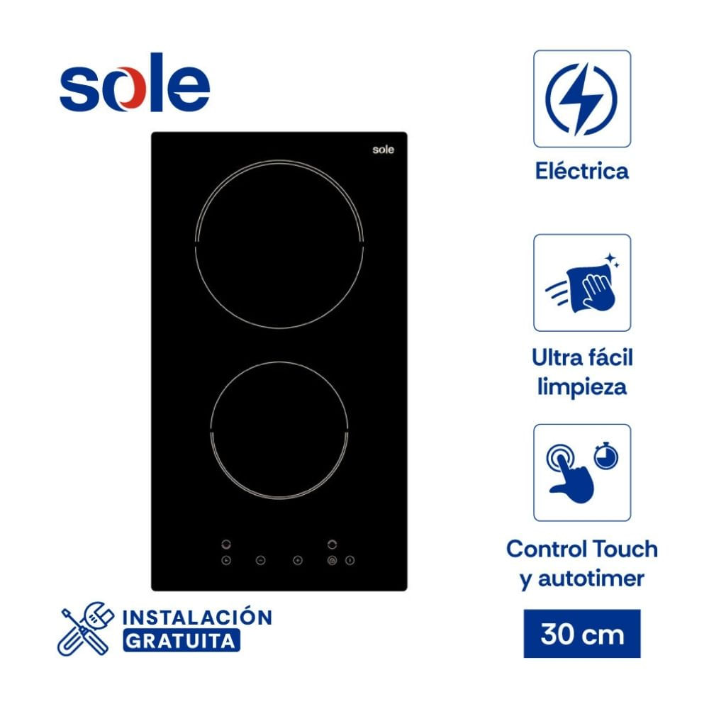 Cocina Encimera Empotrable Sole SOLCO079 Vitroceramica 30cm