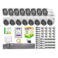 Kit de 16 Cámaras Hikvision Full Hd Noche Color Vu Audio Incorporado HDMI 3M Disco 1TB WD