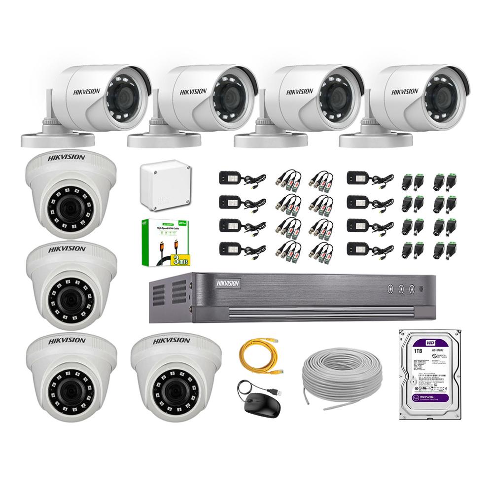 Kit 8 Cámaras de Seguridad Hikvision Full Hd 1080P HDMI 3M Disco 1TB WD