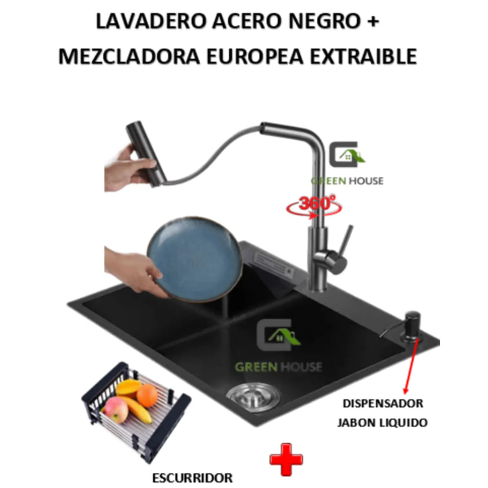 COMBO 60x45x23CM LAVADERO PORTA CUCHILLO MEZCLADORA EUROPEA