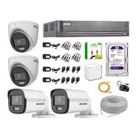 Kit 4 Cámaras Hikvision 5MP 3K Noche Color Vu Audio Incorporado HDMI 3M Disco 1TB WD