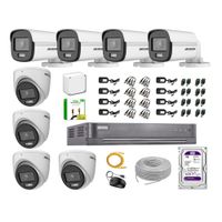 Kit de 8 Cámaras Hikvision Full Hd Noche Color Vu Audio Incorporado HDMI 3M Disco 1TB WD