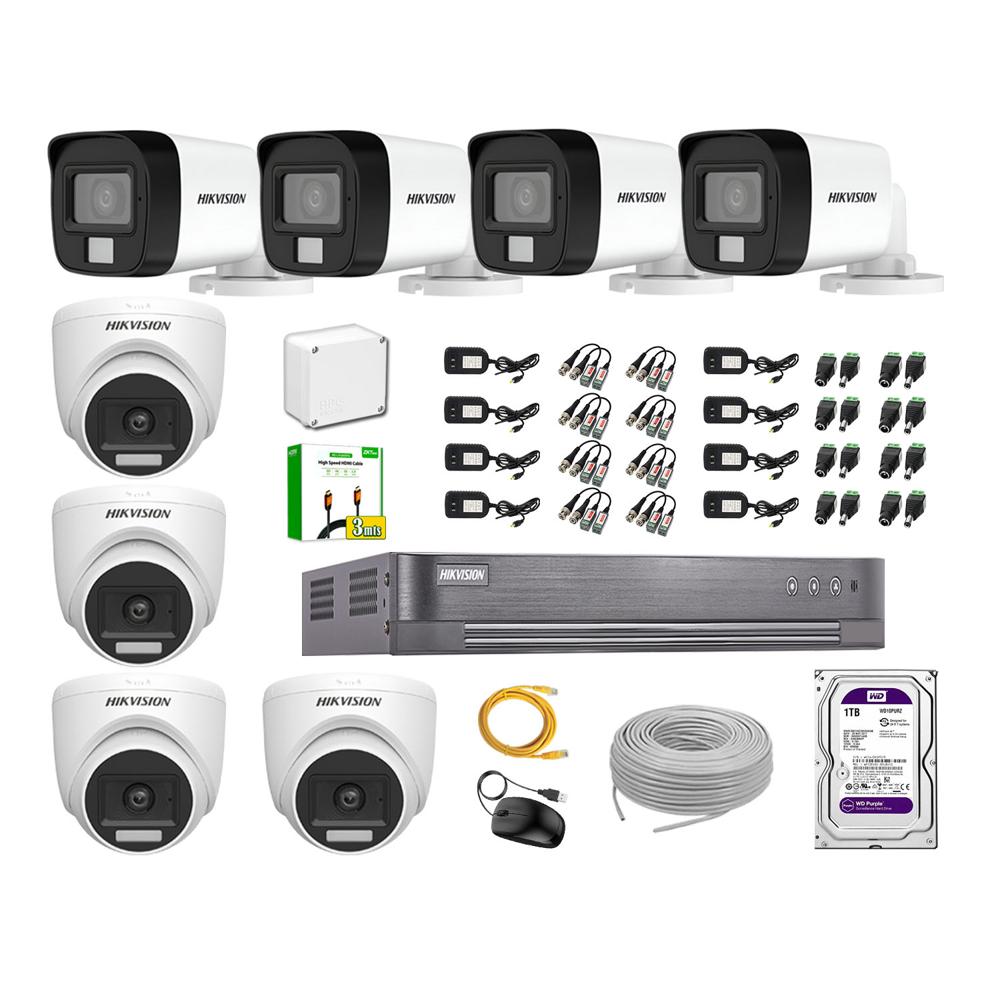 Cámara Seguridad Kit 8 Hikvision Full HD Audio Incorporado HDMI 3M Disco 1TB WD