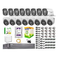 Kit de 16 Cámaras Hikvision Full Hd Noche Color Vu Audio Incorporado HDMI 3M Disco 4TB WD