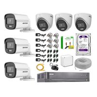 Kit 6 Cámaras Hikvision 5MP 3K Noche Color Vu Audio Incorporado HDMI 3M Disco 1TB WD
