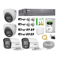 Kit 4 Cámaras Hikvision 5MP 3K Noche Color Vu Audio Incorporado Disco 1TB HDMI 3M