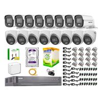 Kit de 16 Cámaras Hikvision Full Hd Noche Color Vu Audio Incorporado HDMI 3M Disco 2TB WD