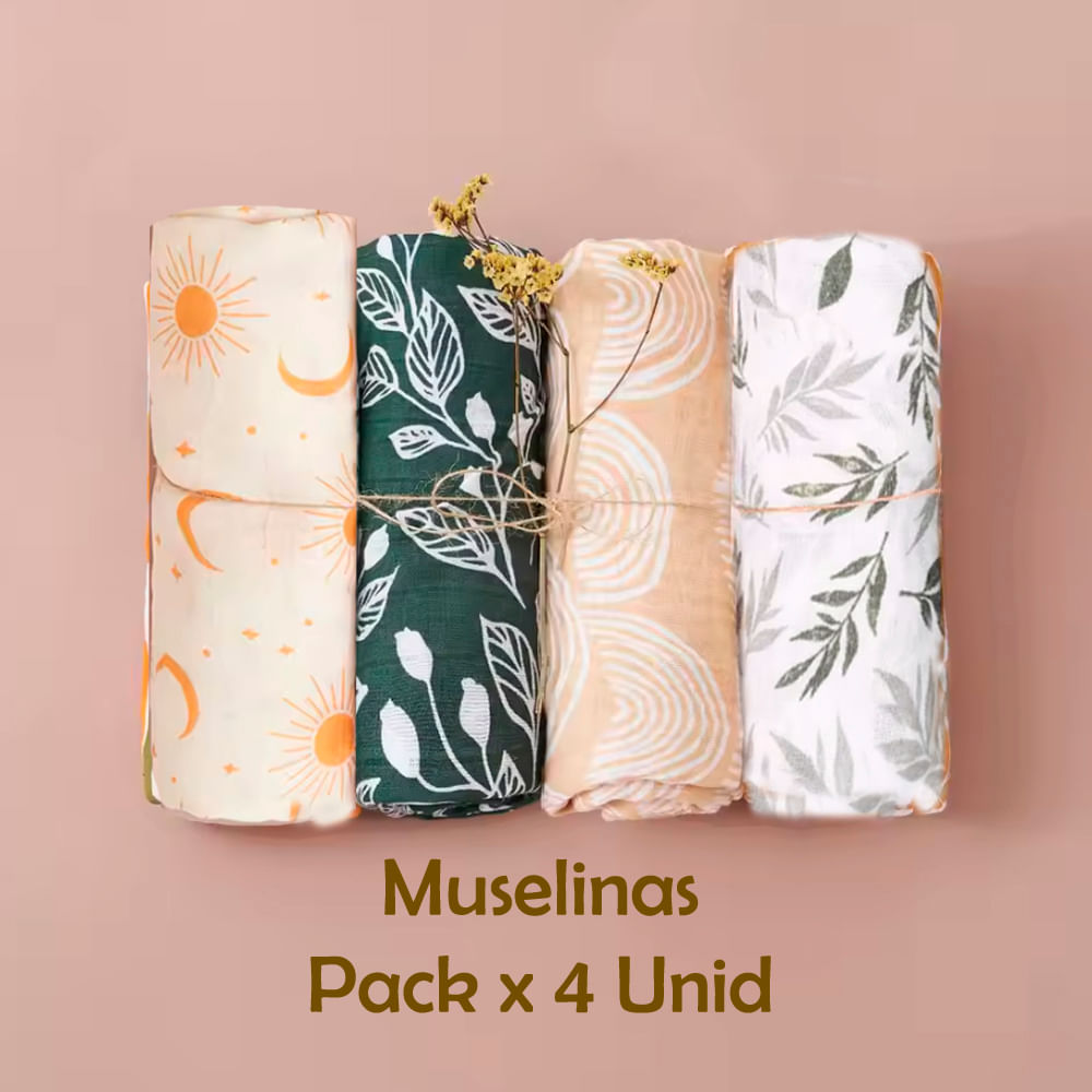 Manta Muselina para Bebé Algodón Pack x 4 Unidades SMT58