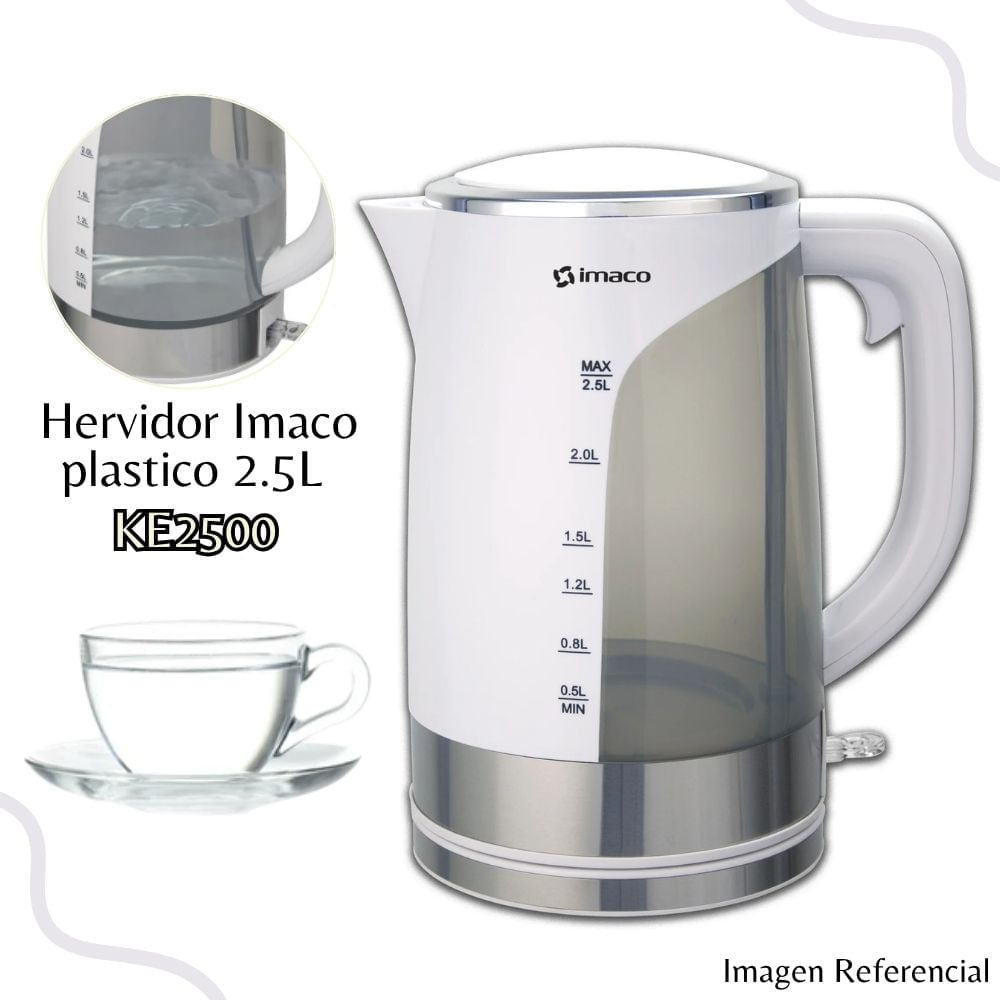 Hervidor plastico 2.5L blanco Imaco KE2500