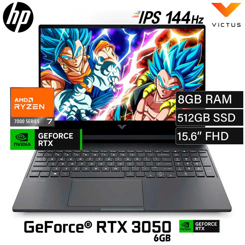 Laptop Gaming HP Victus 15-FB3019LA 15.6 FHD IPS 144HZ AMD Ryzen 7 7445HS Ram 8GB SSD 512GB