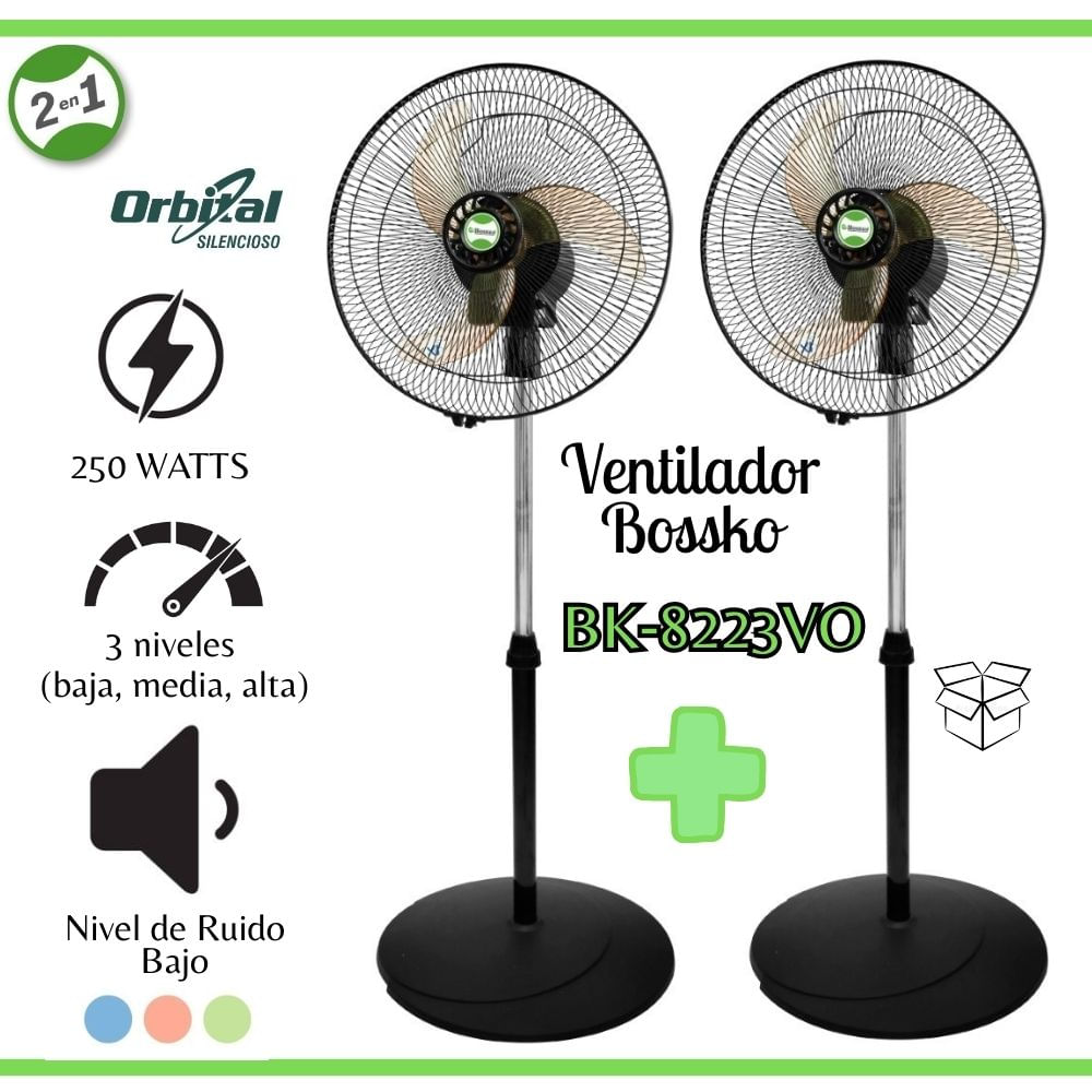 Ventilador Bossko Orbital 16 2 en 1 con 5 aspas Acrílicas - BK-8223VO X2 UNIDADES