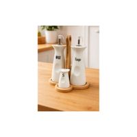 Set X 4 Dispensador de Aceite Vinagre Sal y Pimienta en Ceramica