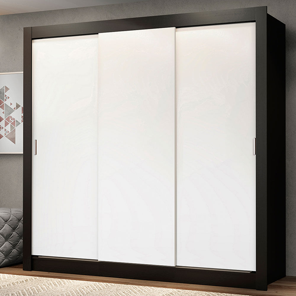 Ropero Monaco 3 Puertas Corredizas - Negro y Blanco
