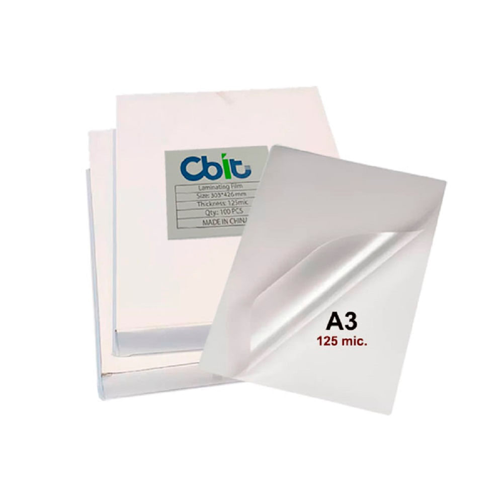LAMINAS PARA ENMICADO EN CALIENTE CBIT - A3 DE 125 MICRAS - PAQUETE X100 UND