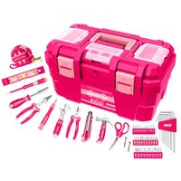 Caja de Herramientas con Set de 89 Piezas en Rosado Wadfow WHS3B89