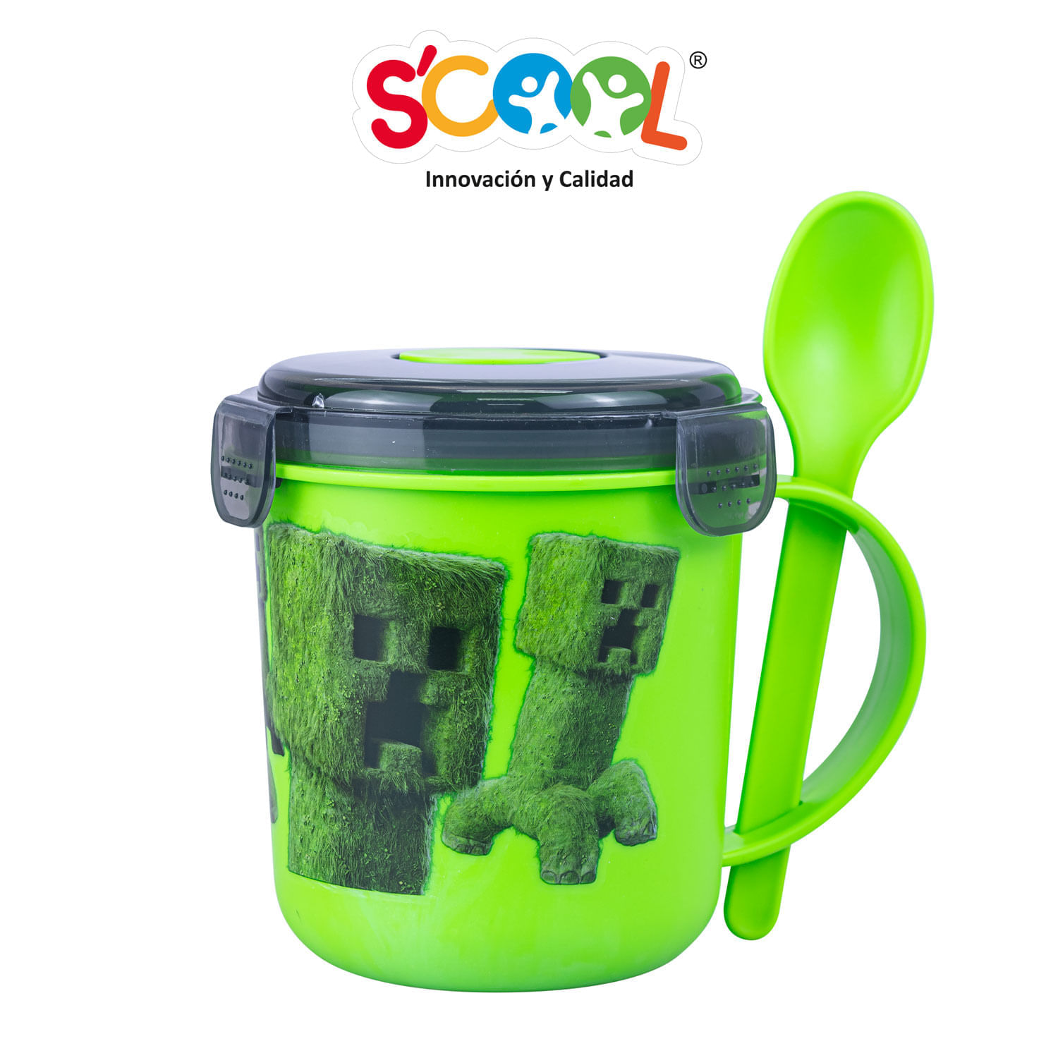Vaso Scool Minecraft Snack Con Cuchara