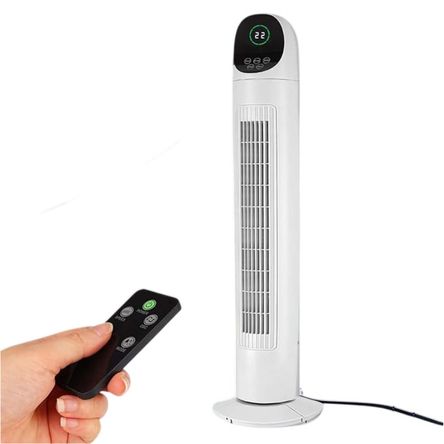 Ventilador Torre 86cm 3 Velocidades 200W 90 grados Silencioso Con Control - Blanco