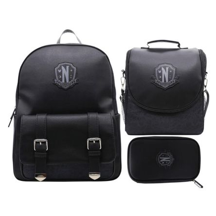 Pack Escolar Mochila Merlina Addams Negro Oficio